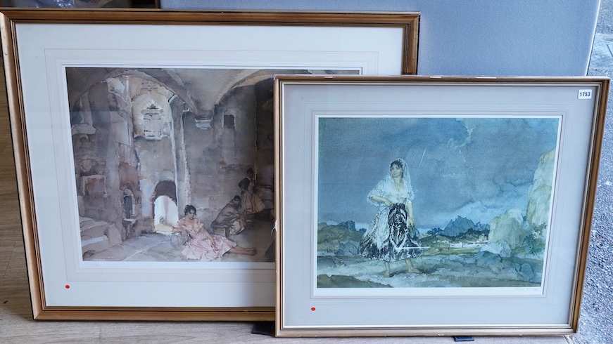 William Russell Flint (1880-1969), Studies of semi-nude women, two colour prints, one limited edition 471/850 with blindstamp, the other signed in pencil, largest 51 x 71cm